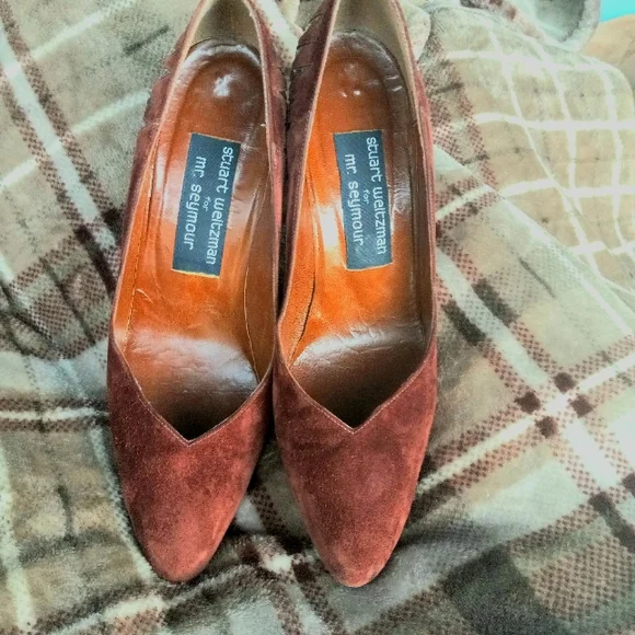 Vintage Genuine Suede Snakeskin Heels / Pumps - Picture 3 of 5